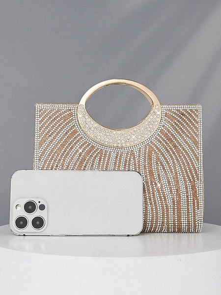 Evening Bag Clutch – Round Rhinestone with Women's Handle FashionChic