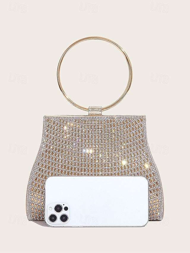 Crystal Ring Handle Evening Elegant Gold – with Clutch FashionChic