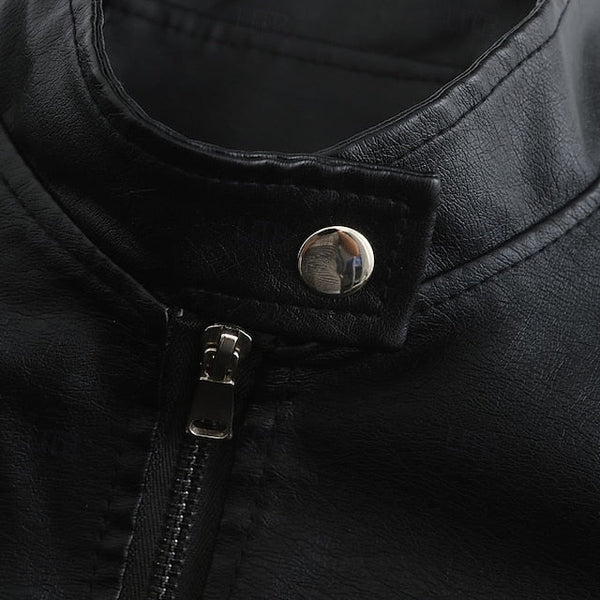 Comfortable Zipper Jacket Leather Faux Pocket Women's FashionChic