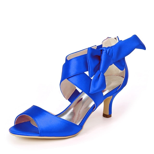 Heel Women's Bowknot Shoes Open Wedding Bridal Kitten FashionChic