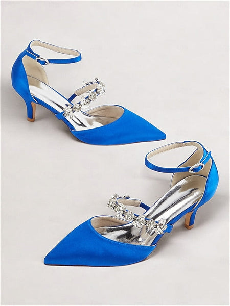 - Satin Embellishments Rhinestone Black Women's with Heels FashionChic