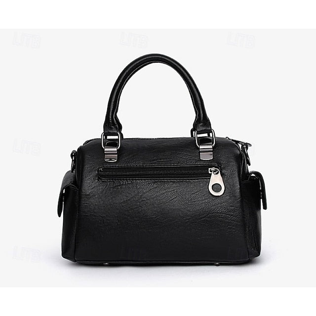 Stylish Large – Women's Blue Leather Handbag Faux FashionChic