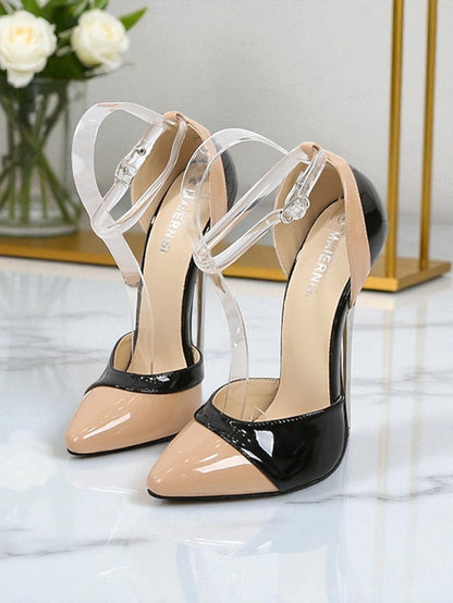 Black and Stiletto Red Pointed Women's Toe Patent Leather FashionChic