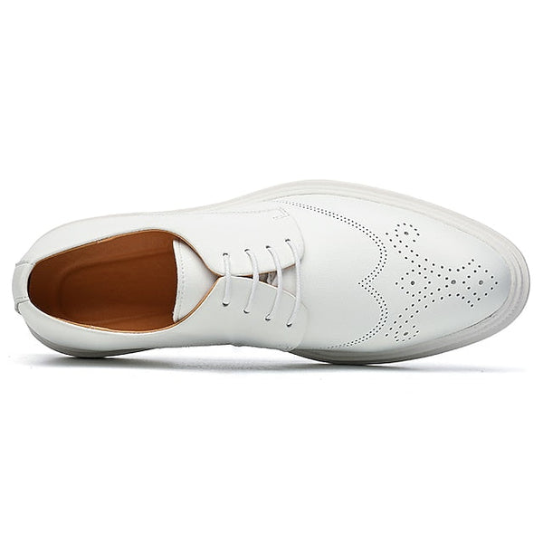 with Faux Perforated Shoes Men's Oxford White Leather FashionChic