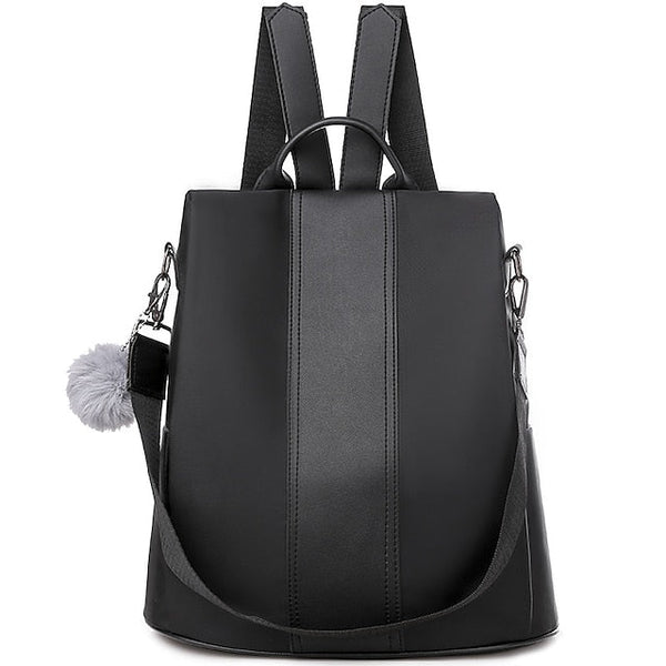 Convertible Pom Backpack Faux Purse Leather with Women's FashionChic