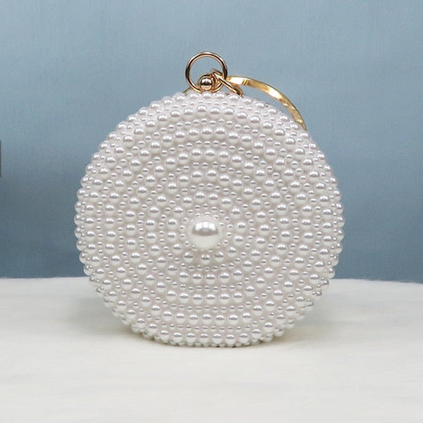 Pearl-Embellished Set Pearl White Stiletto Purse Round and Heels FashionChic