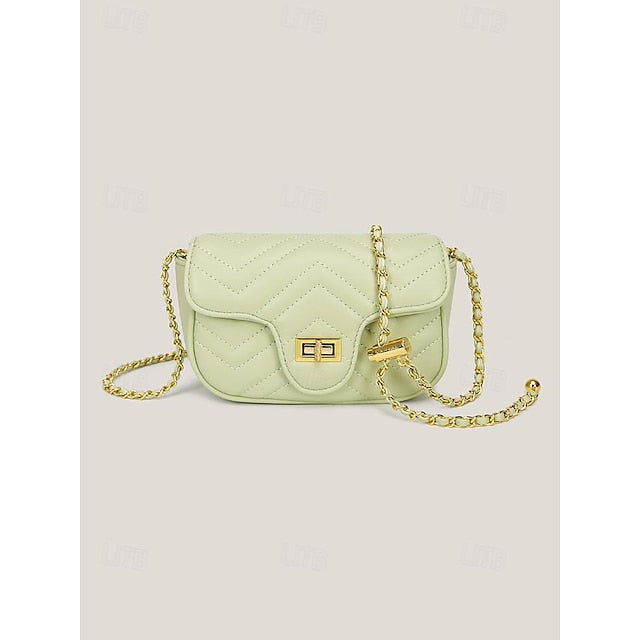 Leather Bag Women's White Crossbody with Gold Elegant Chain FashionChic