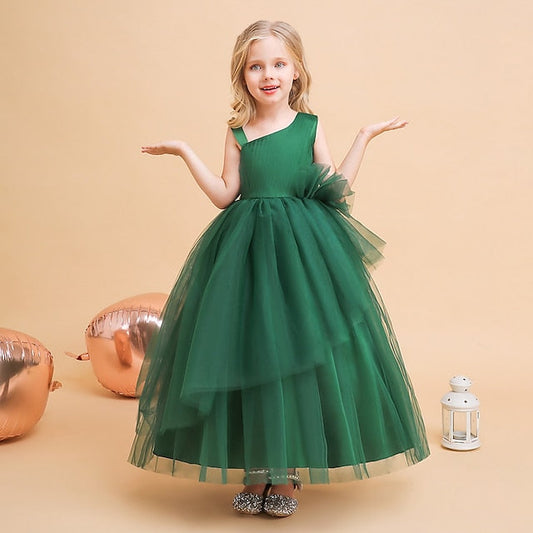 Kids Sleeveless Color Formal Girls' Dress Party Solid FashionChic