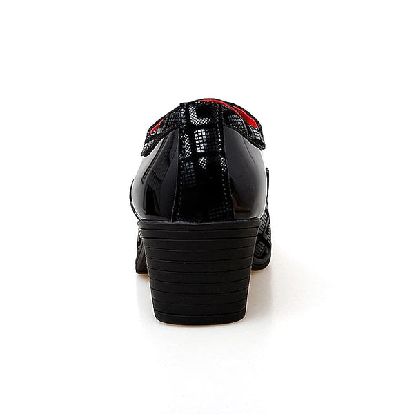 Heel Oxford Men's Patent Shoes and Red Leather Black Block FashionChic