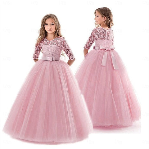 Wedding Flower Colored Girls' Girl Solid Dress Kids FashionChic