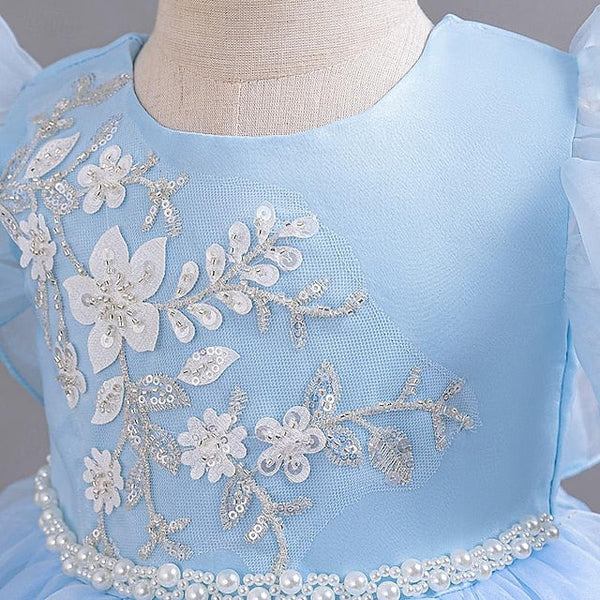 Party Sleeveless Kids Girls' Floral Dress Wedding Sequin FashionChic