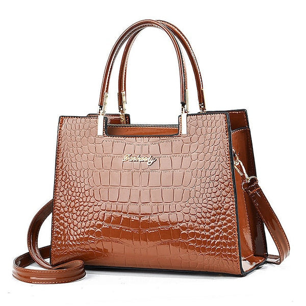 Black Crocodile Pattern Women's Elegant Handbag Leather | FashionChic