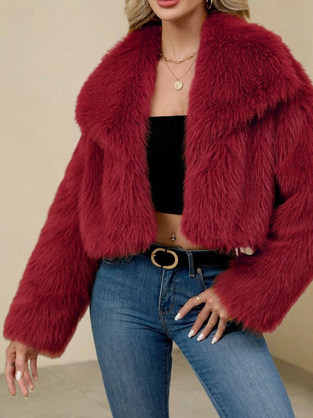 Women's Fur Leathers Furs Coat Warm Faux Comfortable FashionChic