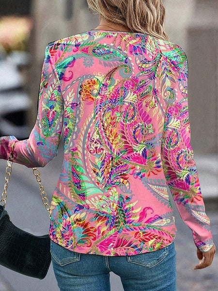 Women's T shirt Long Sleeve Casual Print Regular Tops Daily FashionChic