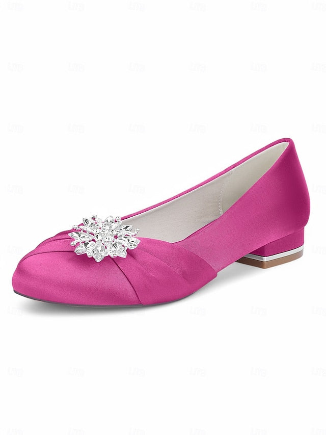 Elegant Flats White – Satin Wedding Women's Crystal FashionChic