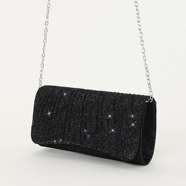 Women's – Evening Purse Clutch Elegant Glitter Silver FashionChic