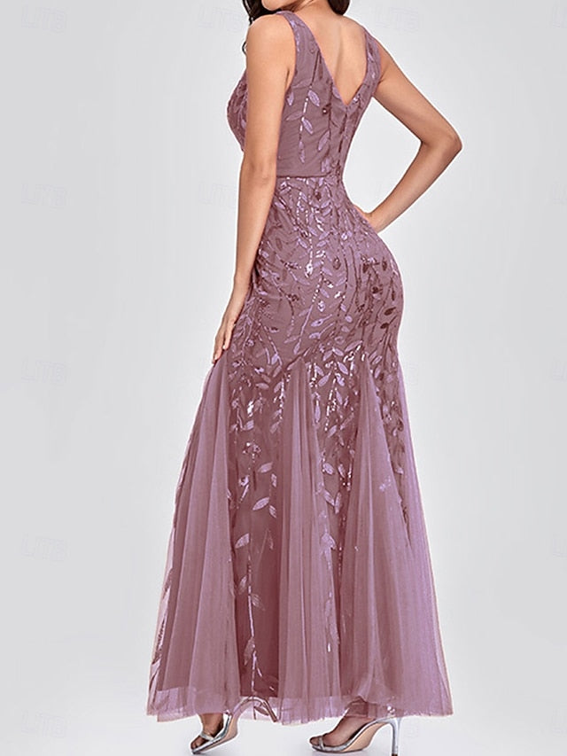 Bride V the Party Neck Dress Floor Elegant of Mother FashionChic