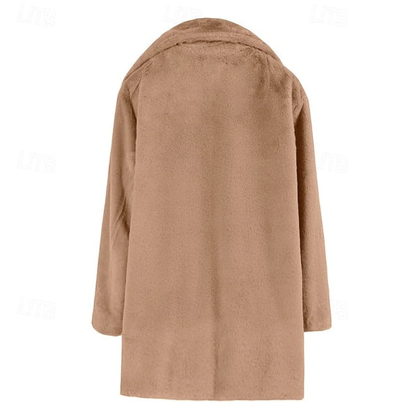 Women's Pocket Faux Coat Fur Casual Warm Comfortable FashionChic