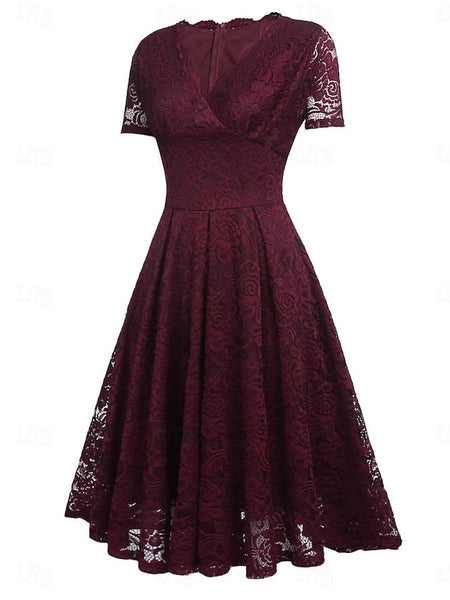 Women's Midi Dress Lace Dress Cocktail Dress Wedding Guest FashionChic