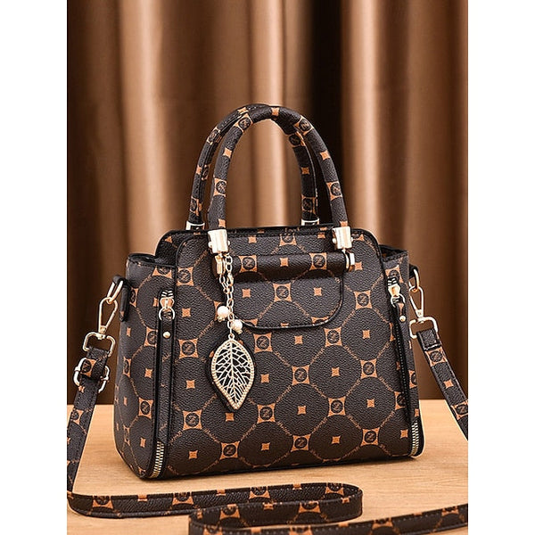 Women's Elegant Accents Leather Faux and Red Handbag with FashionChic