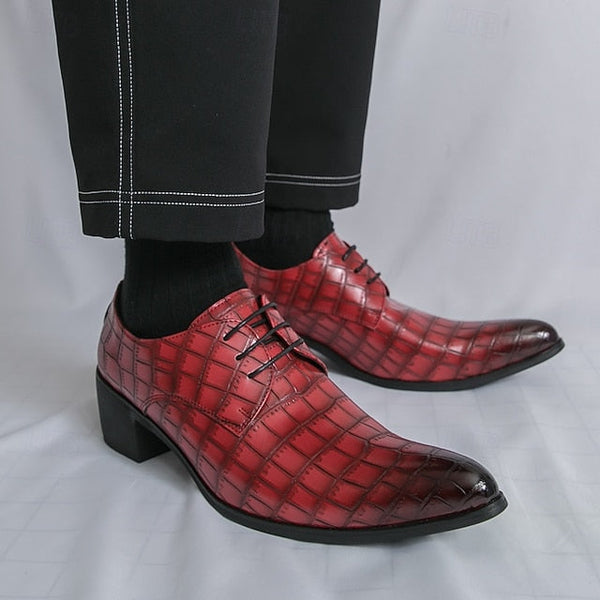 Pattern Dress Shoes Crocodile Leather – Red Faux Men's FashionChic