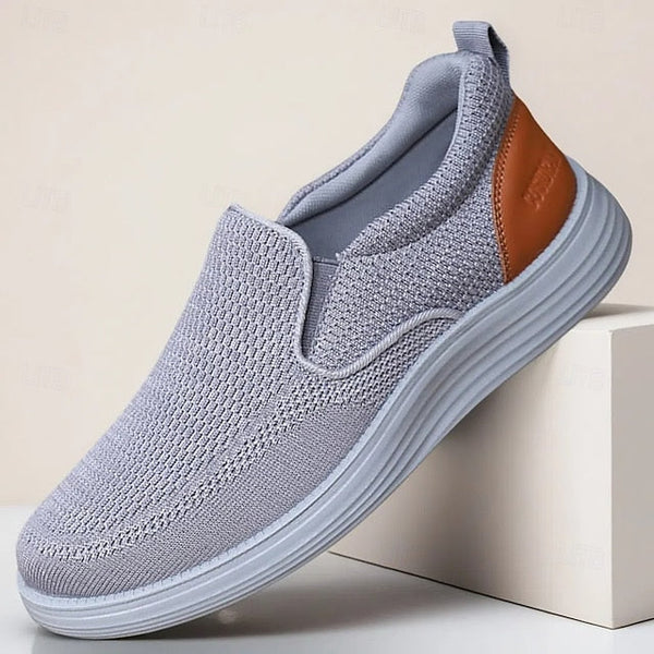 Navy Slip-On Stretch Breathable Knit Men's Sneakers – FashionChic