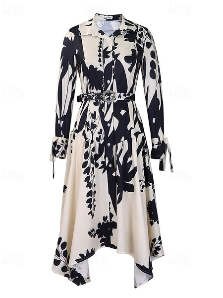 Women's Midi Dress Shirt Dress Floral Dress Print Dress