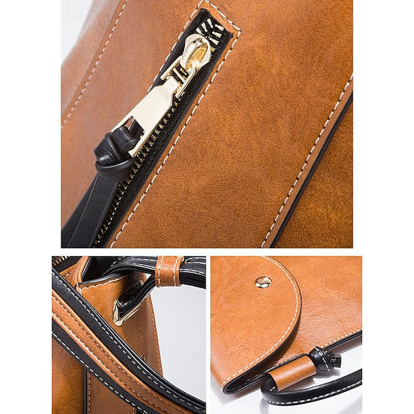 Faux Leather Shoulder 4-Piece Handbag Bag Women's – Set FashionChic