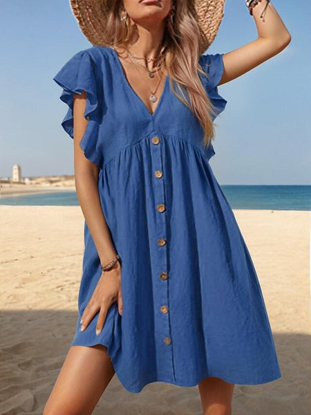 Women's Mini Dress Cotton Blend Summer Dress Plain Dress