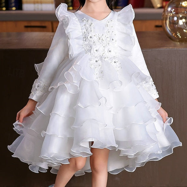 Flower Wedding Kids Long Party Special Girls' Dress Sleeve FashionChic