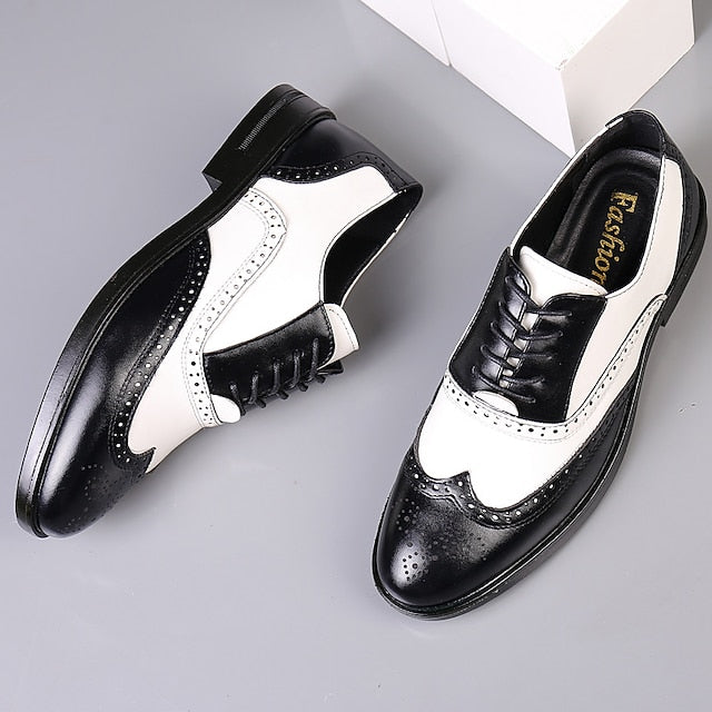 and White Shoes Men's Burgundy Wingtip Oxford Brogue FashionChic