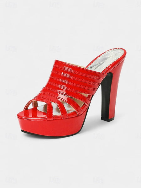 Open-Toe - Platform Mule Women's Heels Strappy White FashionChic