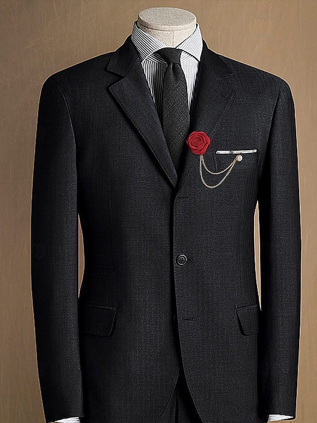 Elegant with – Rose Lapel Red Chain Gold Pin Men's FashionChic