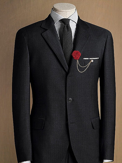 Elegant with – Rose Lapel Red Chain Gold Pin Men's FashionChic