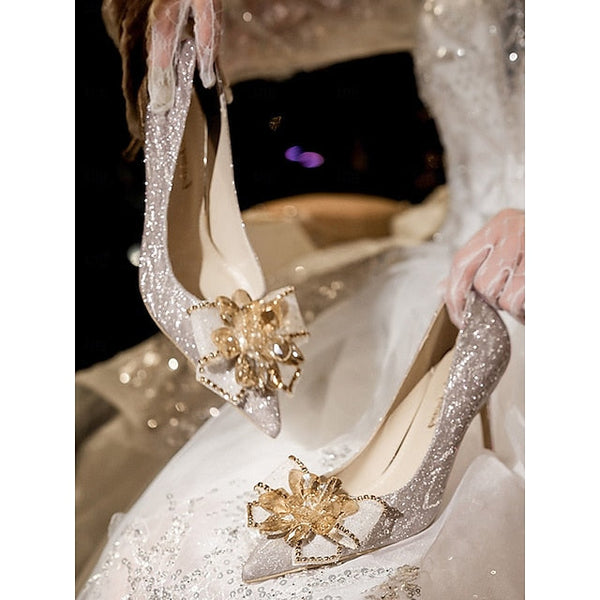 High Heels Glitter for Women Shoes – Sparkling Silver Wedding FashionChic