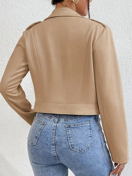 Zipper Faux Leather Pocket Jacket Women's Comfortable FashionChic