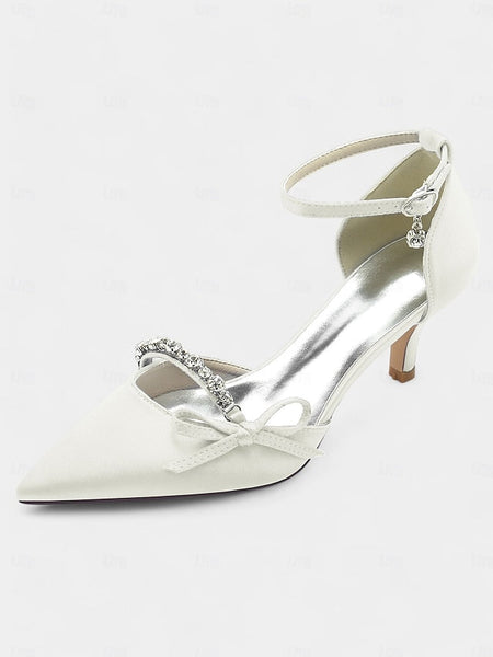 Pointed-Toe Wedding – Shoes Heel Elegant Kitten Women for FashionChic