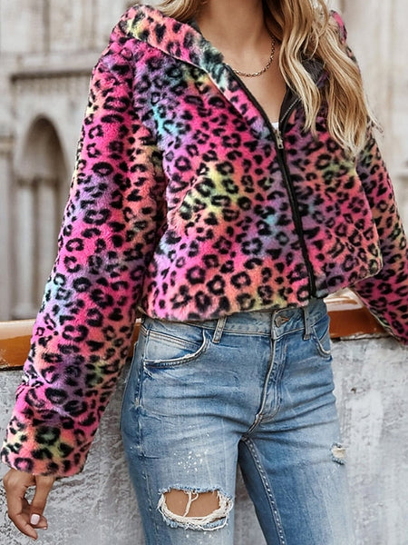 Comfortable Faux Women's Fur Jacket Coat Hoodie Warm FashionChic