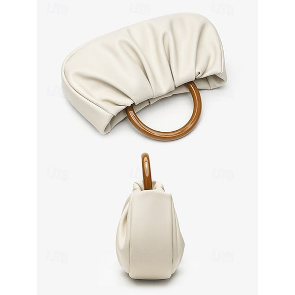 Clutch Faux with Bag Leather Women's Acrylic Tote Pleated FashionChic