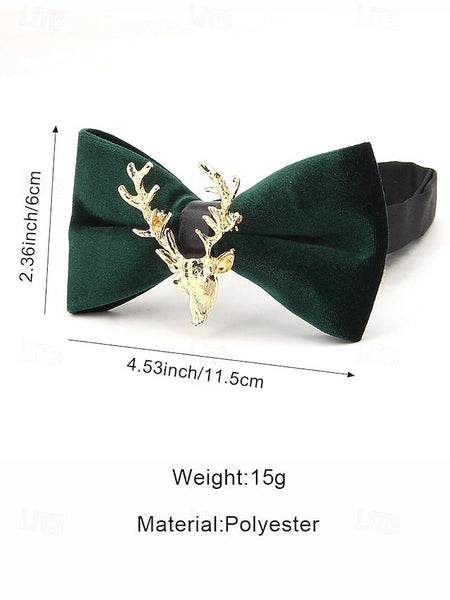 Bow Gold Men's Velvet Pin with Tie Head Deer FashionChic