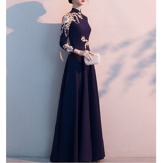 the Bride High Simple Neck Mother Dress A-Line of Floor Elegant FashionChic