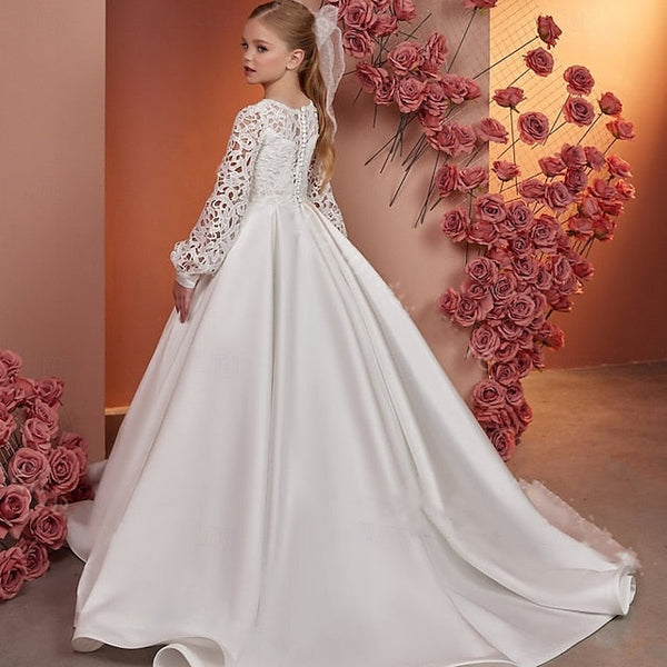 Flower Girls' First Girl Solid Kids Dress Communion FashionChic