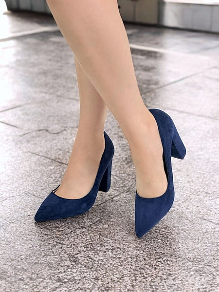Classic Suede Women's Heel | Block Pointed High Heels Toe FashionChic