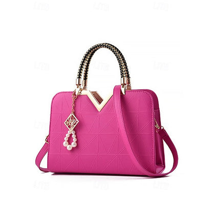 Handbag Faux with Elegant – Women's Pendant Pearl Leather FashionChic