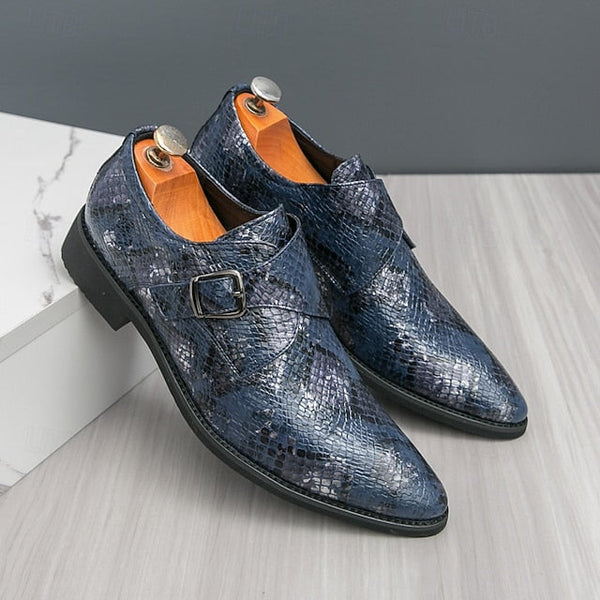 Formal Brown Print Snake Shoes Strap Monk Men Classic – for FashionChic