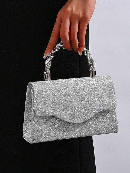 Glitter Rhinestone – with Handle Silver Handbag Women's FashionChic