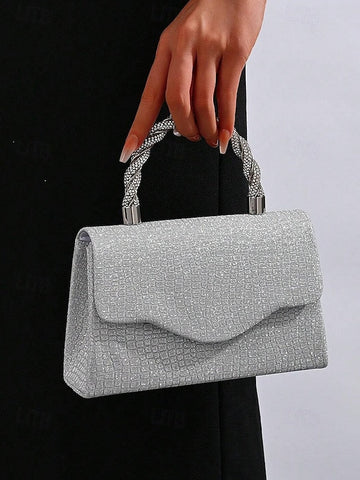 Glitter Rhinestone – with Handle Silver Handbag Women's FashionChic