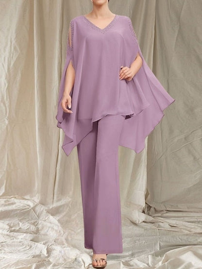 Neck the Guest Bride of V Wedding Pantsuit Dress Mother Elegant FashionChic