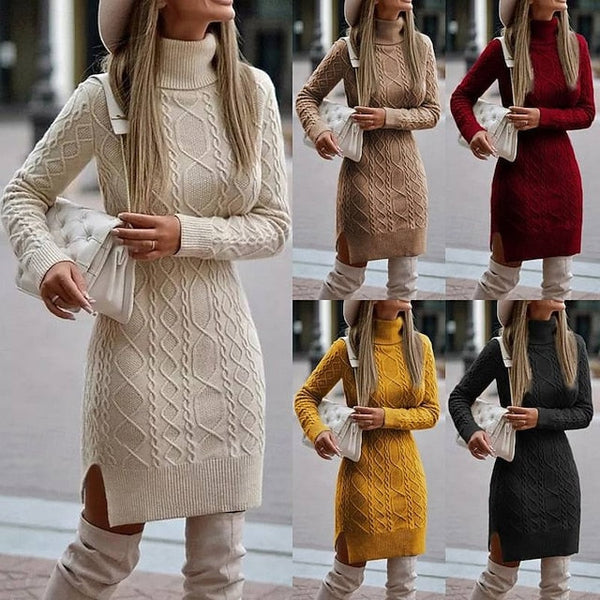 Women's Knee Length Dress Sweater Dress Casual Party FashionChic