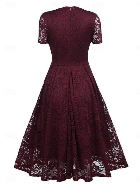 Women's Midi Dress Lace Dress Cocktail Dress Wedding Guest FashionChic